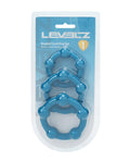 Shots Levelz Beaded Silicone Cock Ring Set of 3 (35 mm, 40 mm, 45 mm) - Teal