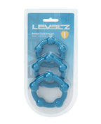 Shots Levelz Beaded Silicone Cock Ring Set of 3 (35 mm, 40 mm, 45 mm) - Teal