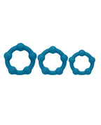 Shots Levelz Beaded Silicone Cock Ring Set of 3 (35 mm, 40 mm, 45 mm) - Teal