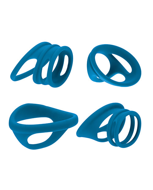 Shots Levelz Set of 4 Silicone Cock & Ball Rings - Teal