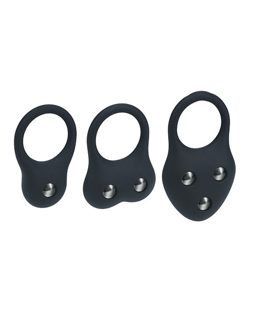 Shots Levelz Silicone Training Cock Ring Set of 3 - Black