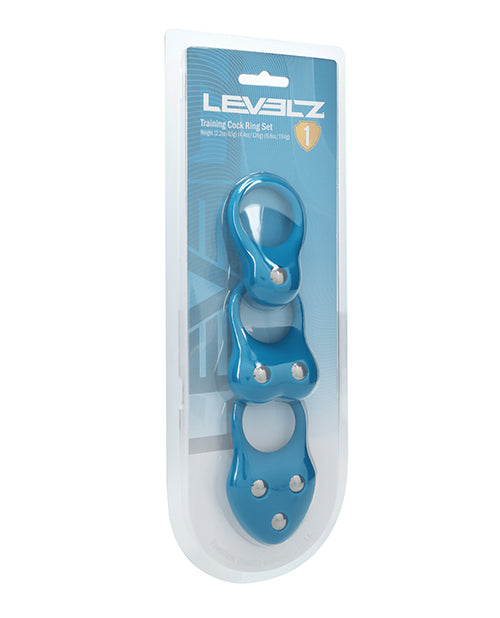 Shots Levelz Silicone Training Cock Ring Set of 3 - Teal