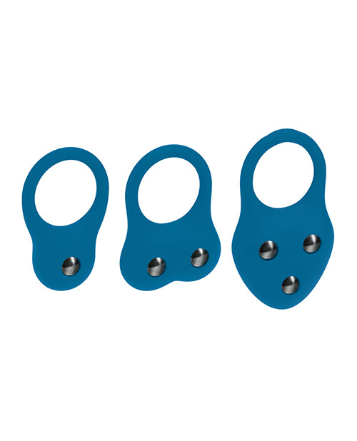 Shots Levelz Silicone Training Cock Ring Set of 3 - Teal