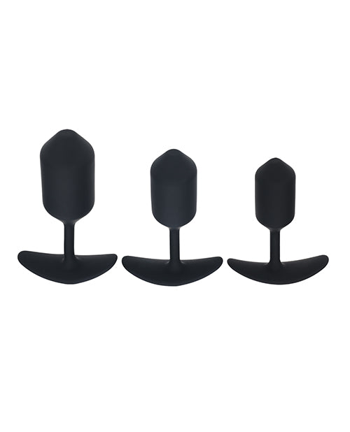 Shots Levelz Silicone Weighted Anal Plug Training Kit Set of 3 - Black