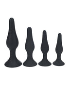 Shots Levelz Slim Silicone Anal Plug Kit of 4 - Black