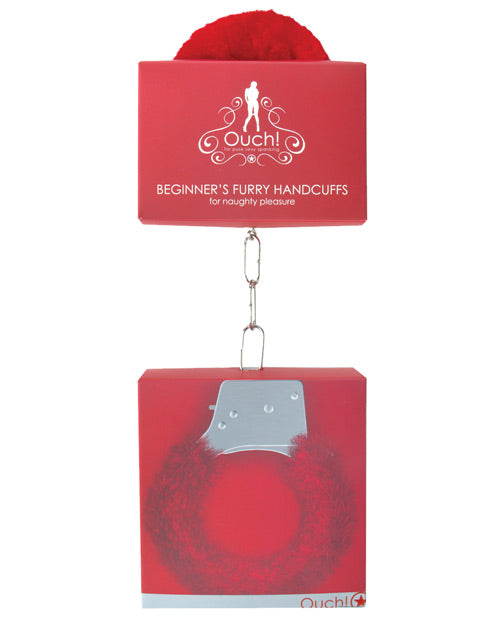 Shots Ouch Beginner' Handcuffs Furry - Red
