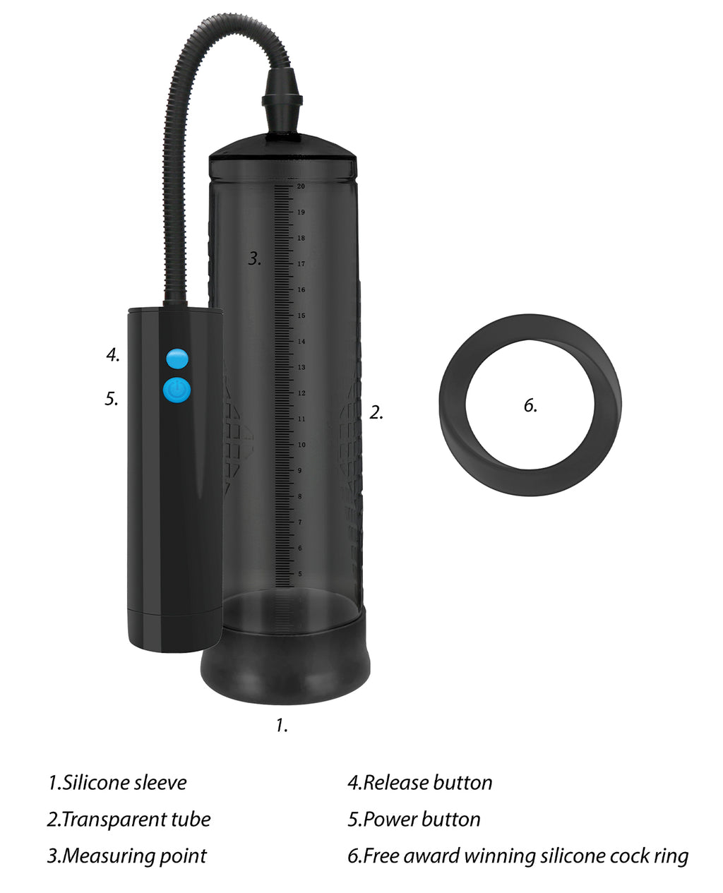 Shots Pumped Rechargeable Extreme Power Pump w/Free Silicone Cock Ring - Black