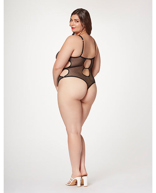 Fishnet Strappy High Cut Leg Teddy Black