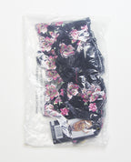 Floral Lace and Mesh Long Line Underwire Bra w/Garter & G - String - Black/Pink