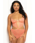 Floral Lace Underwire Teddy - Coral