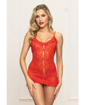 Lace Chemise w/Ruffle Trim & G - String - Red