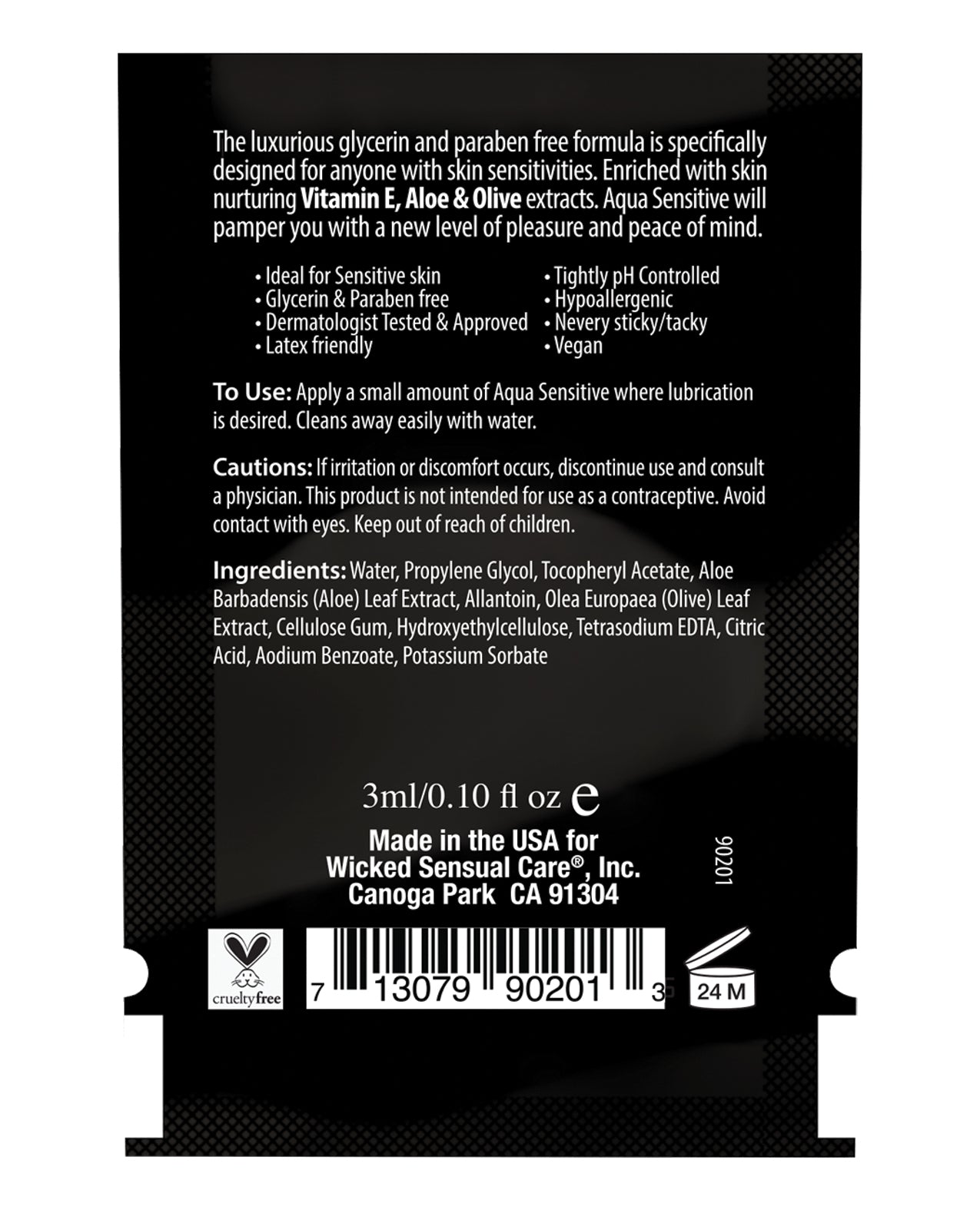 Wicked Sensual Care Hypoallergenic Aqua Sensitive Water Based Lubricant - .