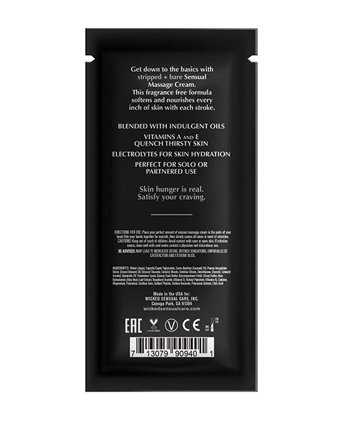 Wicked Sensual Care Stripped & Bare Unscented Massage Cream - .