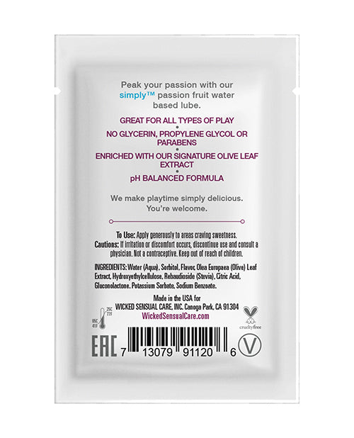 Wicked Sensual Care Simply Water Based Lubricant - . Passion Fruit