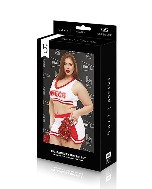 Dreams by Baci Lingerie Gameday Hottie 4 - pc Set - White/Red