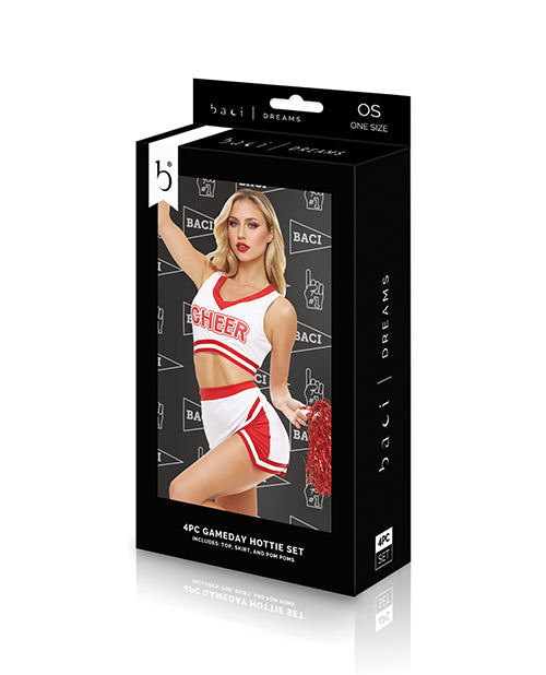 Dreams by Baci Lingerie Gameday Hottie 4 - pc Set - White/Red