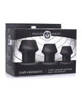 Master Series Gape - Grommets 3 pc Hollow Silicone Anal Dilator Set - Black