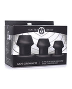 Master Series Gape - Grommets 3 pc Hollow Silicone Anal Dilator Set - Black
