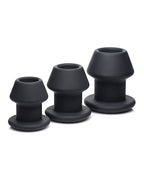 Master Series Gape - Grommets 3 pc Hollow Silicone Anal Dilator Set - Black