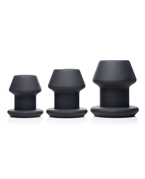Master Series Gape - Grommets 3 pc Hollow Silicone Anal Dilator Set - Black