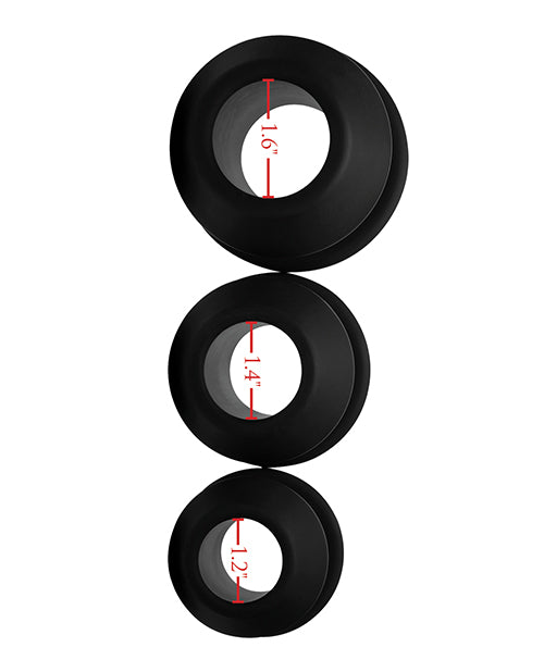 Master Series Gape - Grommets 3 pc Hollow Silicone Anal Dilator Set - Black