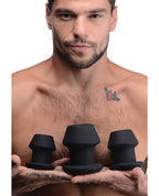 Master Series Gape - Grommets 3 pc Hollow Silicone Anal Dilator Set - Black