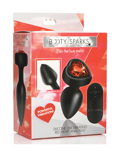 Booty Sparks 28X Silicone Vibrating Red Heart Anal Plug w/Remote
