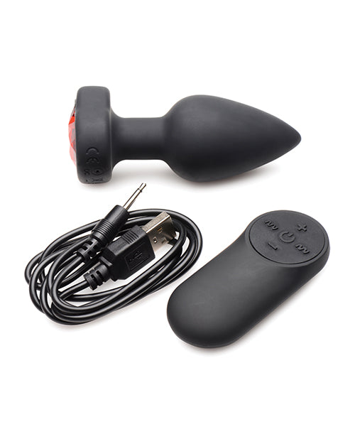 Booty Sparks 28X Silicone Vibrating Red Heart Anal Plug w/Remote