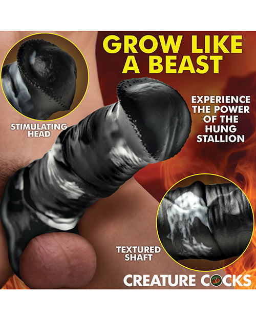 Creature Cocks Stallion 1" Silicone Penis Extension - Black/Silver