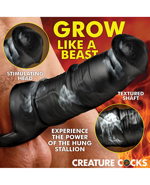 Creature Cocks Stallion 1.5" Silicone Penis Extension - Black/Silver