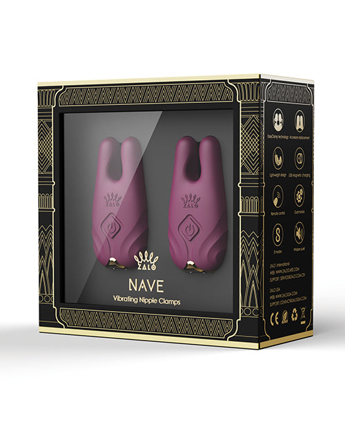 ZALO Nave Vibrating Nipple Clamps - Velvet Purple